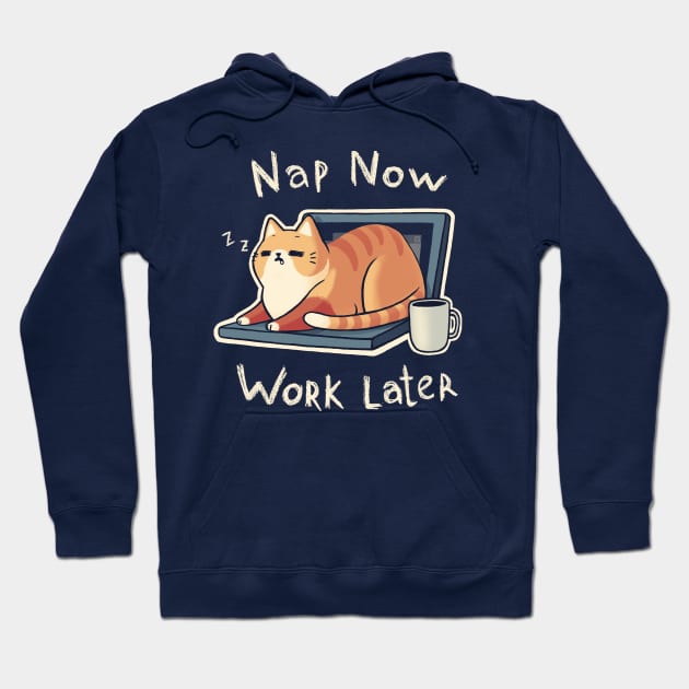 Priorities Nap - Procrastination Cute Cat - Funny Computer Coffee Hoodie by BlancaVidal